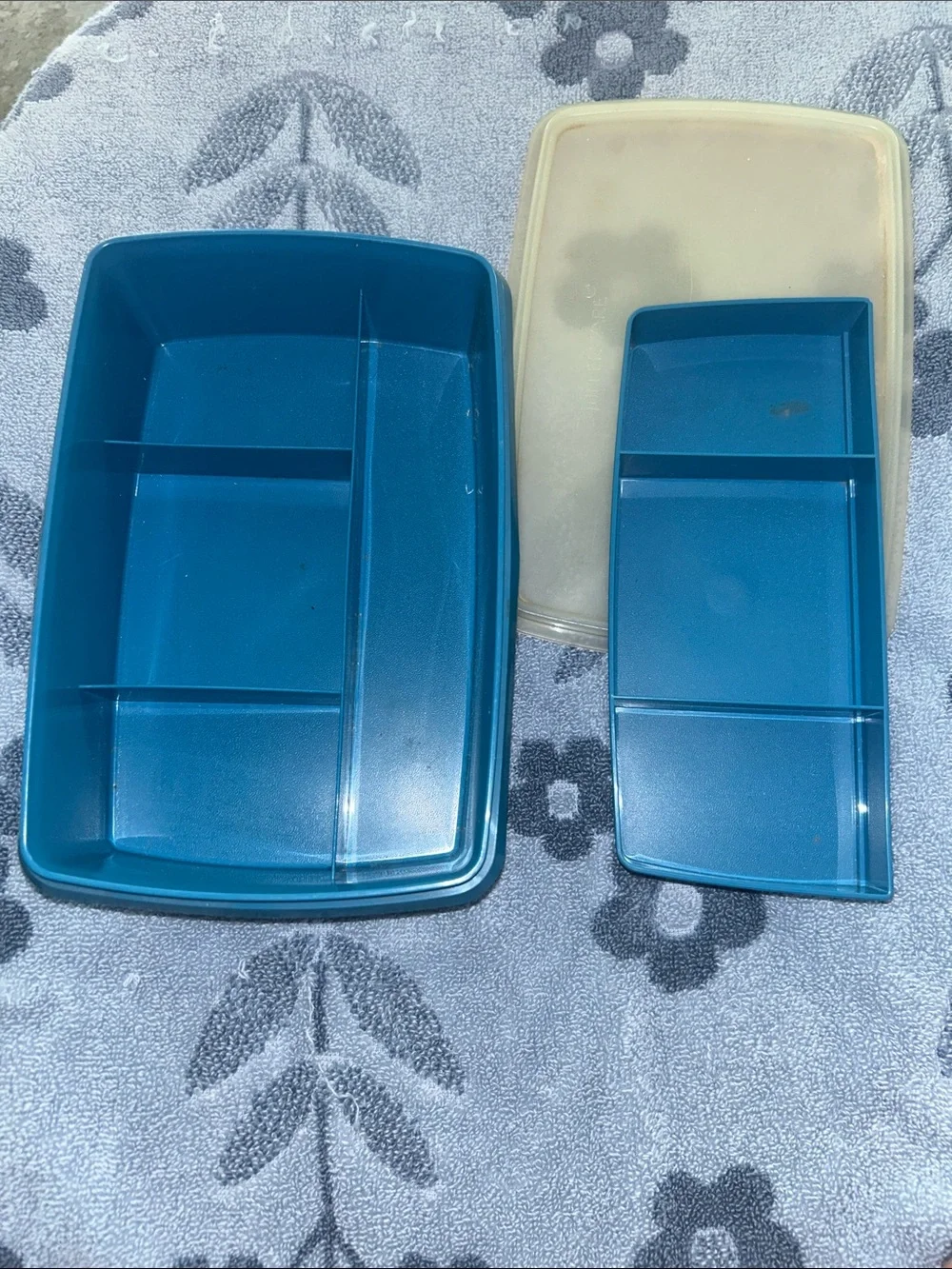 Vintage Tupperware Blue Divided snack container